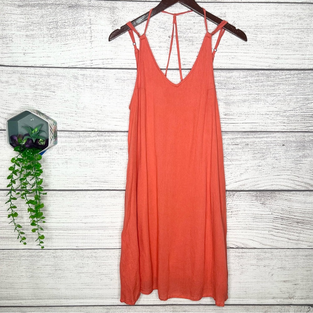 ROXY Vibrant Orange Sleeveless Mini Sun Dress Size Large